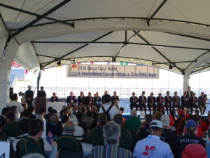 Official guests on stage for speeches