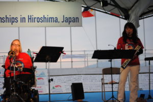 Ame and Michio (playing keyboard recorder)